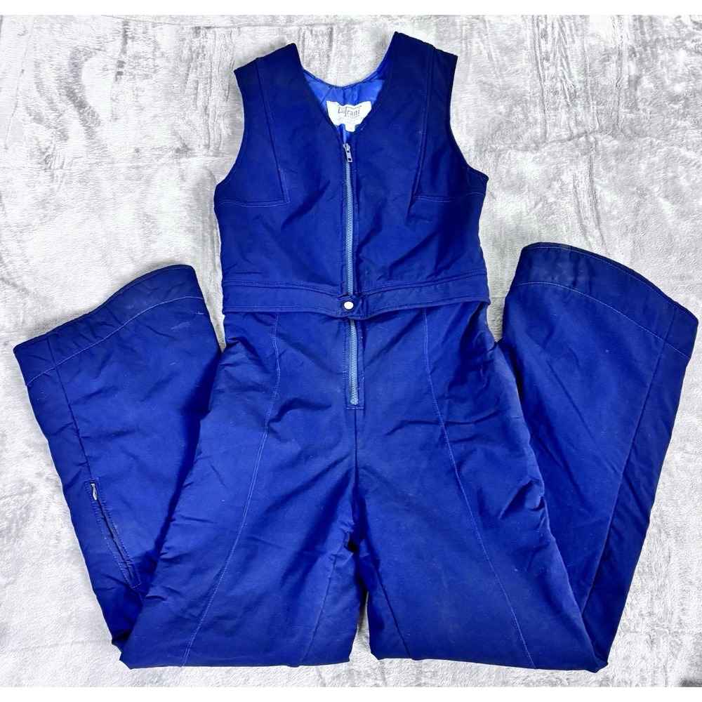Ditrani Designs Ski Bibs Womens 10 Blue‎ Insulated Made Canada Vintage